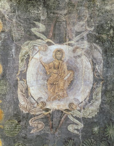 Christ in Majesty surrounded by four angels, ceiling painting, 11th-14th century by Byzantine